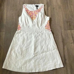 Laundry by  Shelli Segal- White Linen embroidery Sleeveless Dress Skirt- Size 12